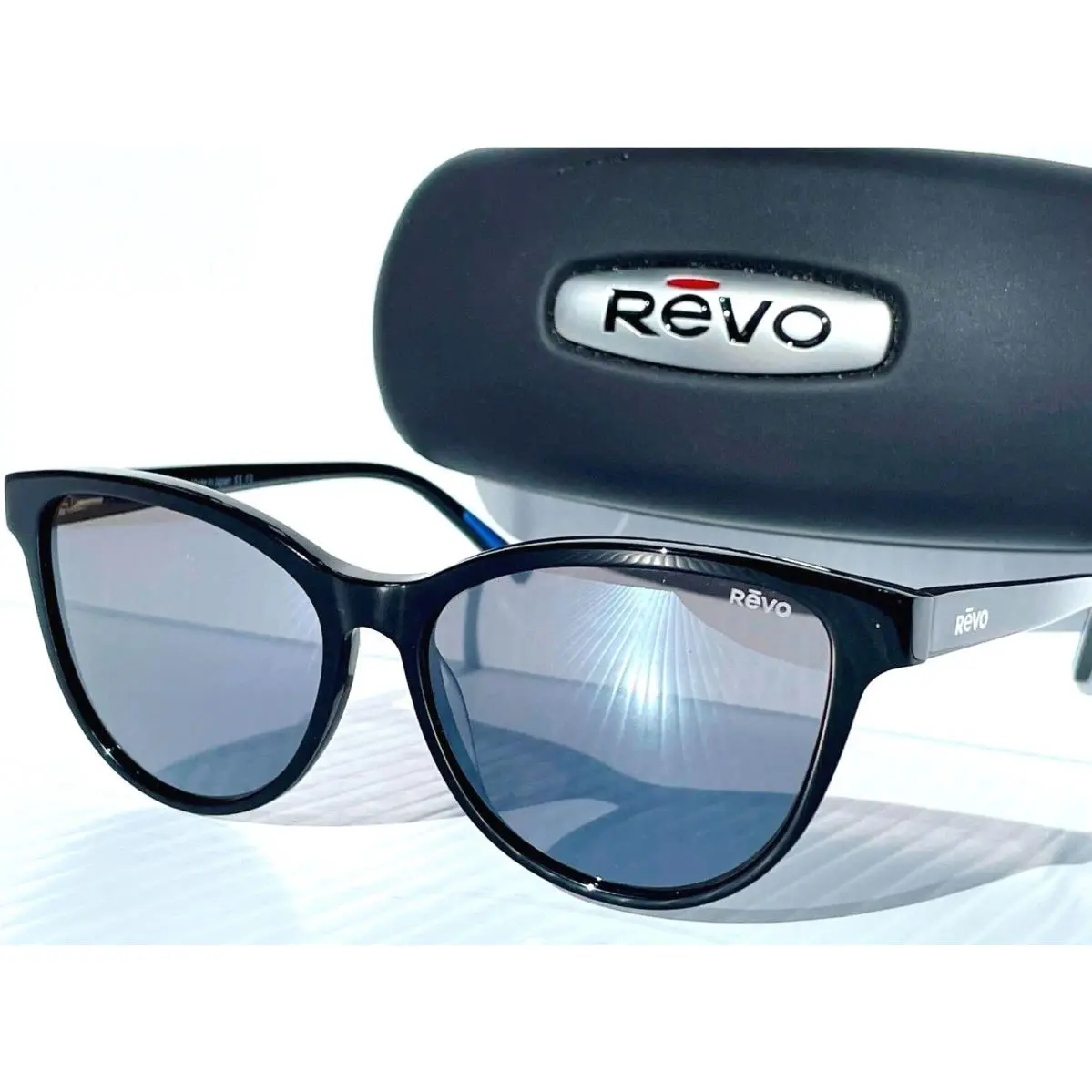 Daphne S Petite Black Polarized Gray Lens Cat Eye Sunglass 1198 01 GY Eco by Revo