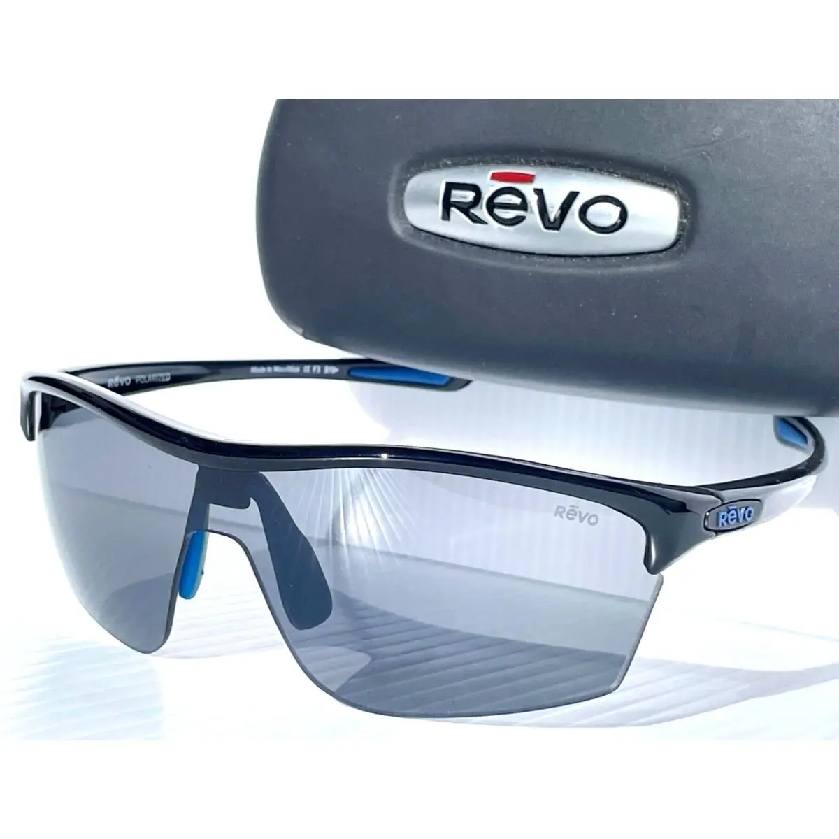 Edge Shiny Black Polarized Graphite Grey Lens Sunglass RE 1074 01 GY by Revo
