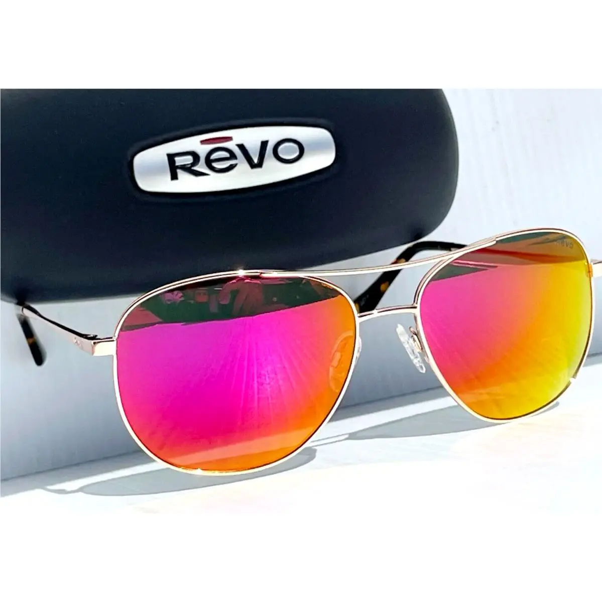 Maxie Shiny Gold Aviator Polarized Spectra Lens Sunglass 1080 04 SP by Revo