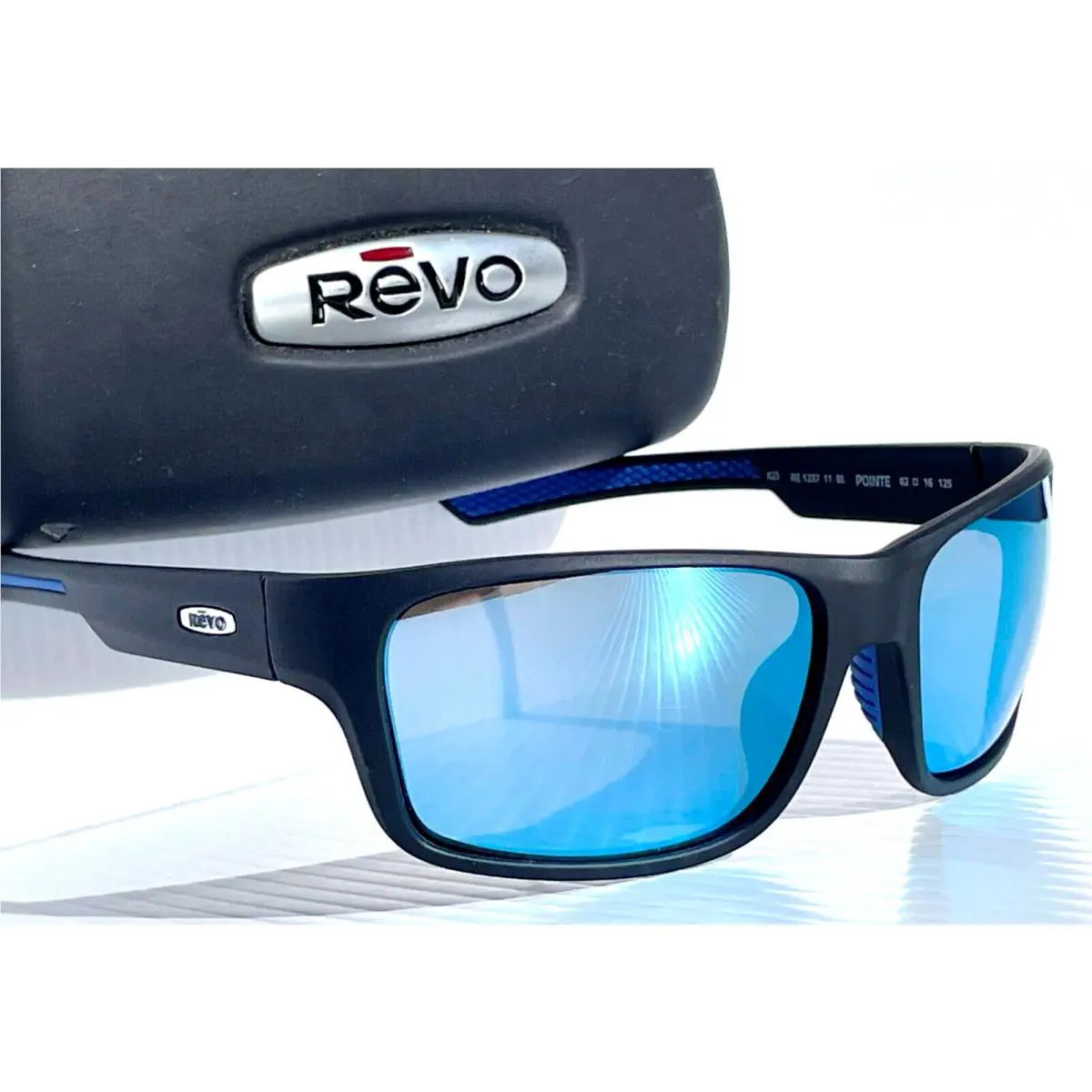 Revo Pointe Sunglasses Matte Black Polarized Blue Water Lens RE 1237 11 BL