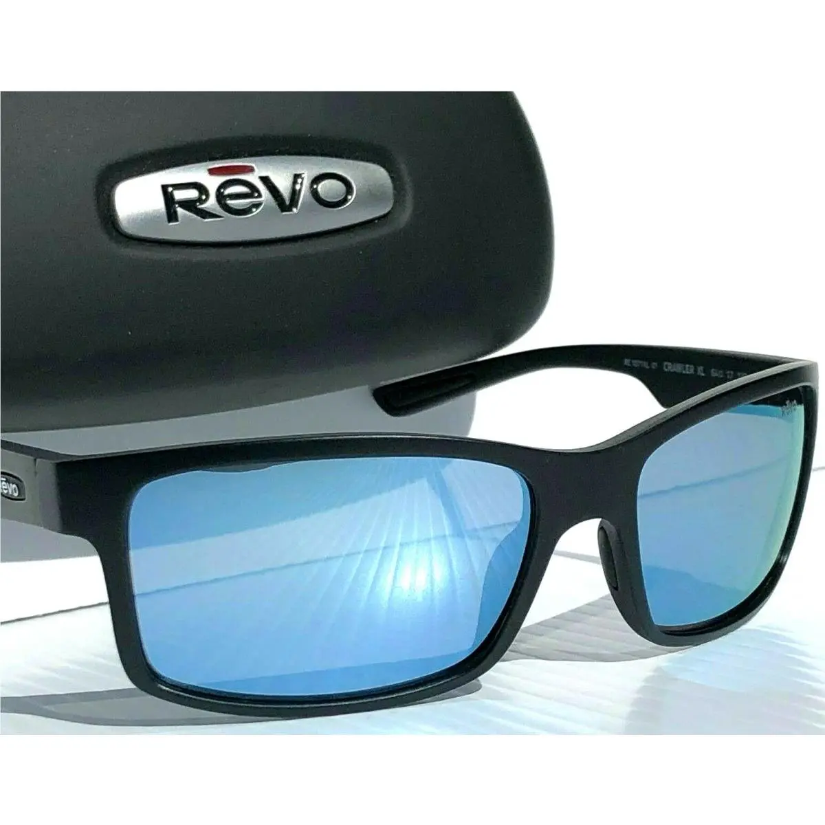 Crawler XL Black Matte Polarized Blue Water Len Sunglass 1071XL 01 BL by Revo