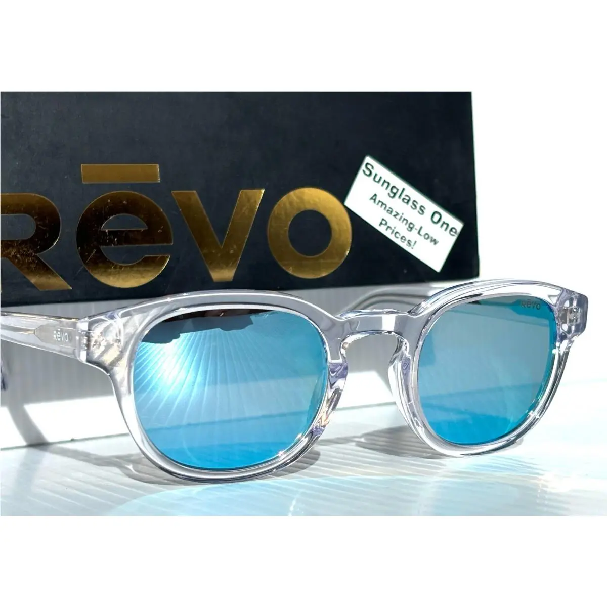 Revo Sterling Shiny Crystal Clear Polarized Blue Lens Sunglass 1255 09 BL