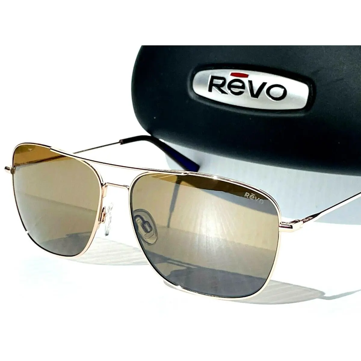 Revo Harbor Shiny Gold Aviator Polarized Bronze Lens Sunglass 1082 04 BR