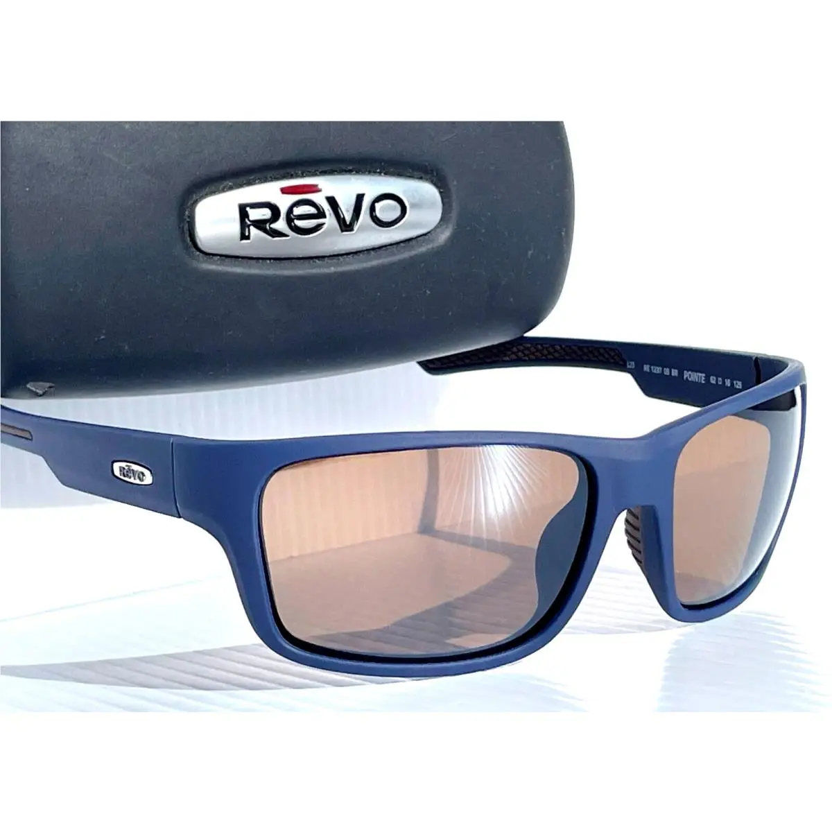Pointe Matte Navy Polarized Terra Brown Lens Sunglass RE 1237 05 BR by Revo