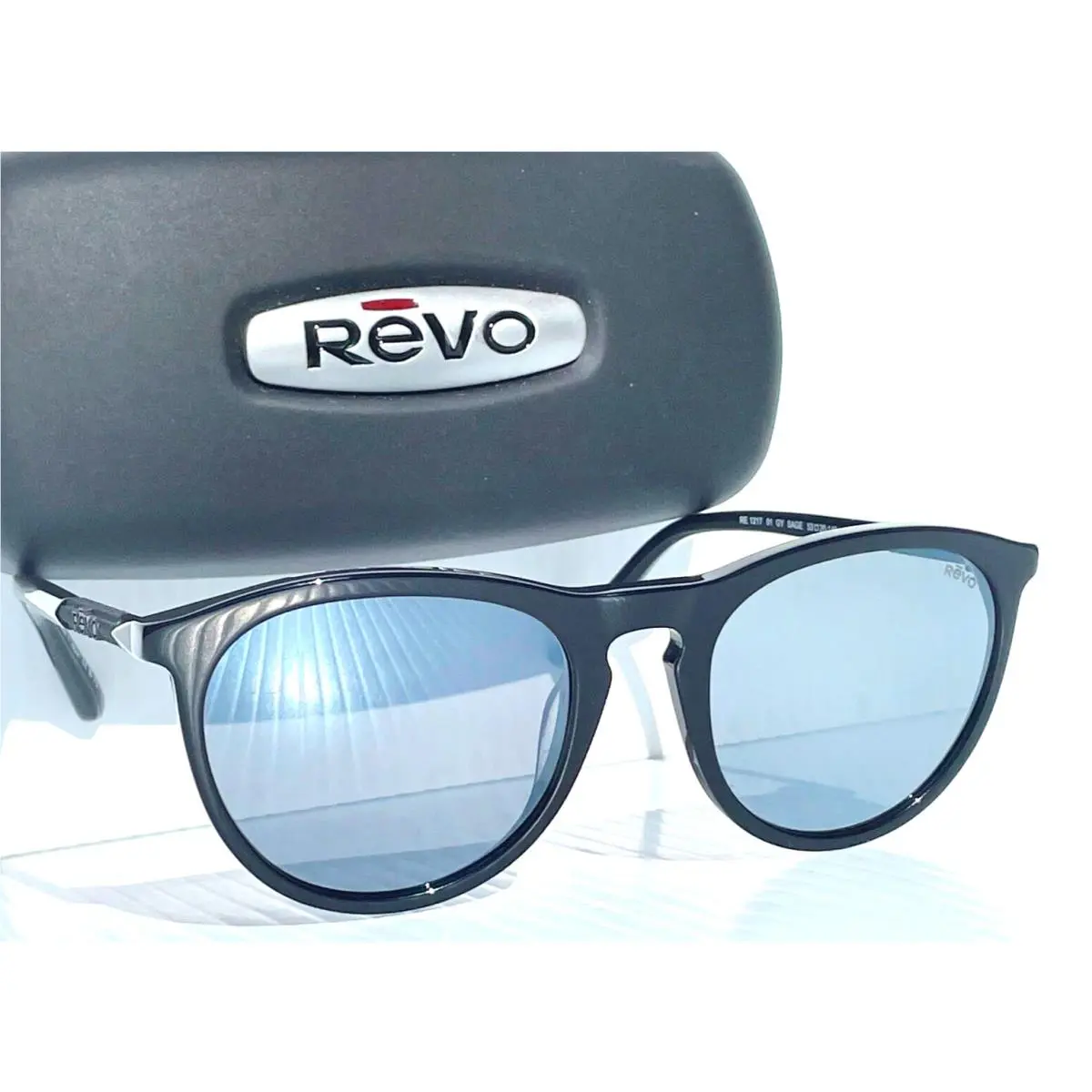 Sage Shiny Black Polarized Grey Lens Sunglass 1217 01 GY by Revo