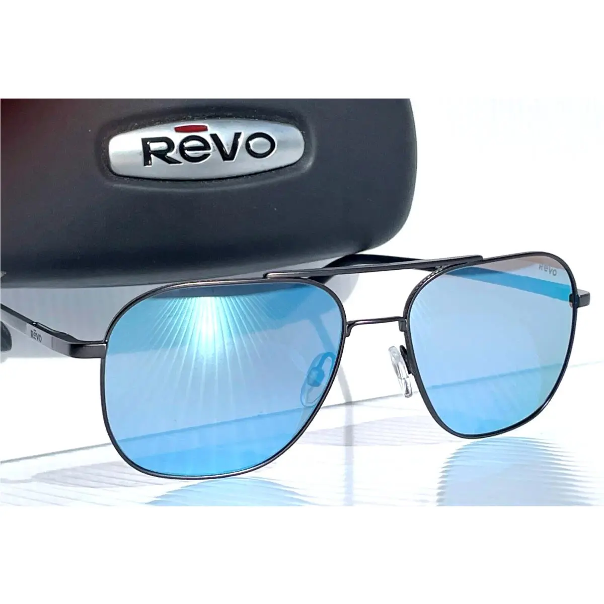 Logan Satin Gunmetal Polarized Blue Water Lens Sunglass 1226 00 BL by Revo