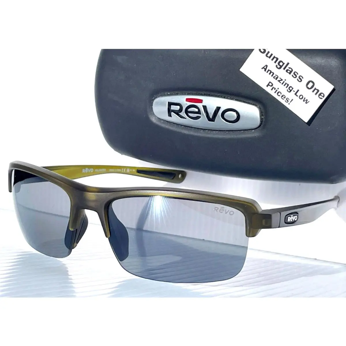 Crux N Matte Crystal Olive Polarized Grey Lens Sunglass RE 4066 08 GY by Revo