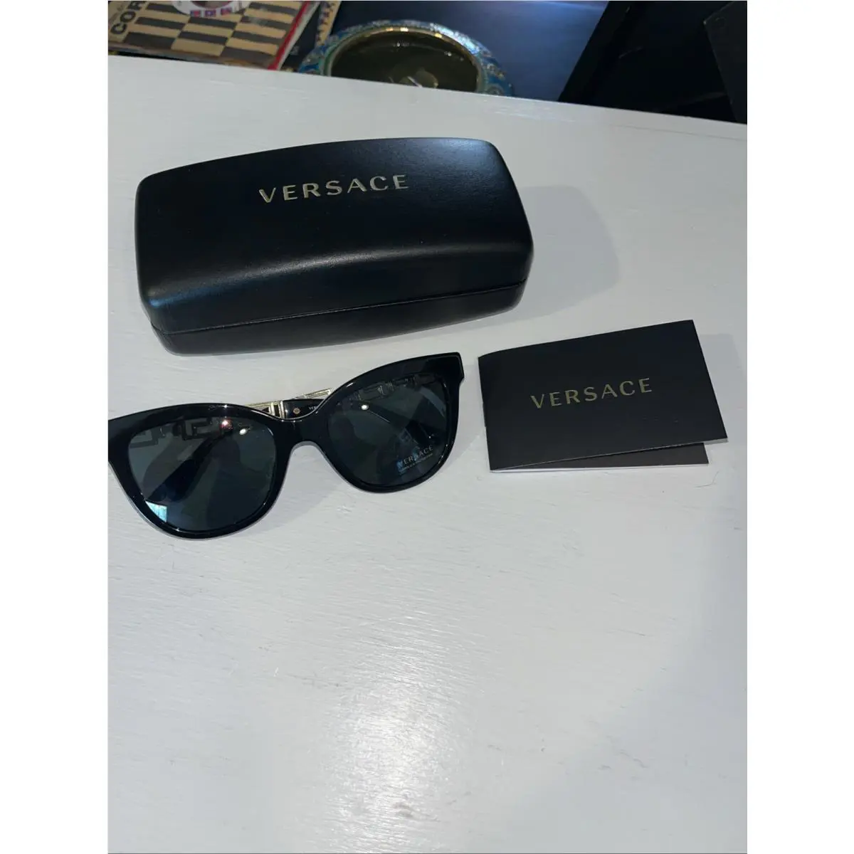 Versace 4394 GB1 81 Black Gold Square Women`s 54 mm Polarized Sunglasses