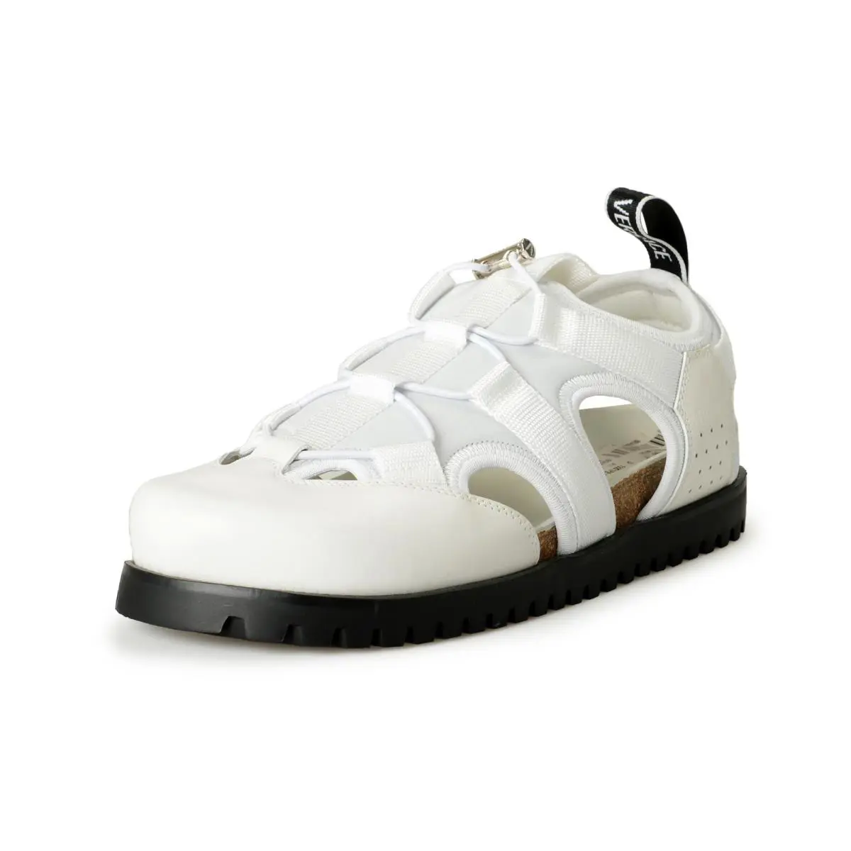 Versace Men`s White Canvas Leather Sandals Shoes US 7.5 IT 40.5