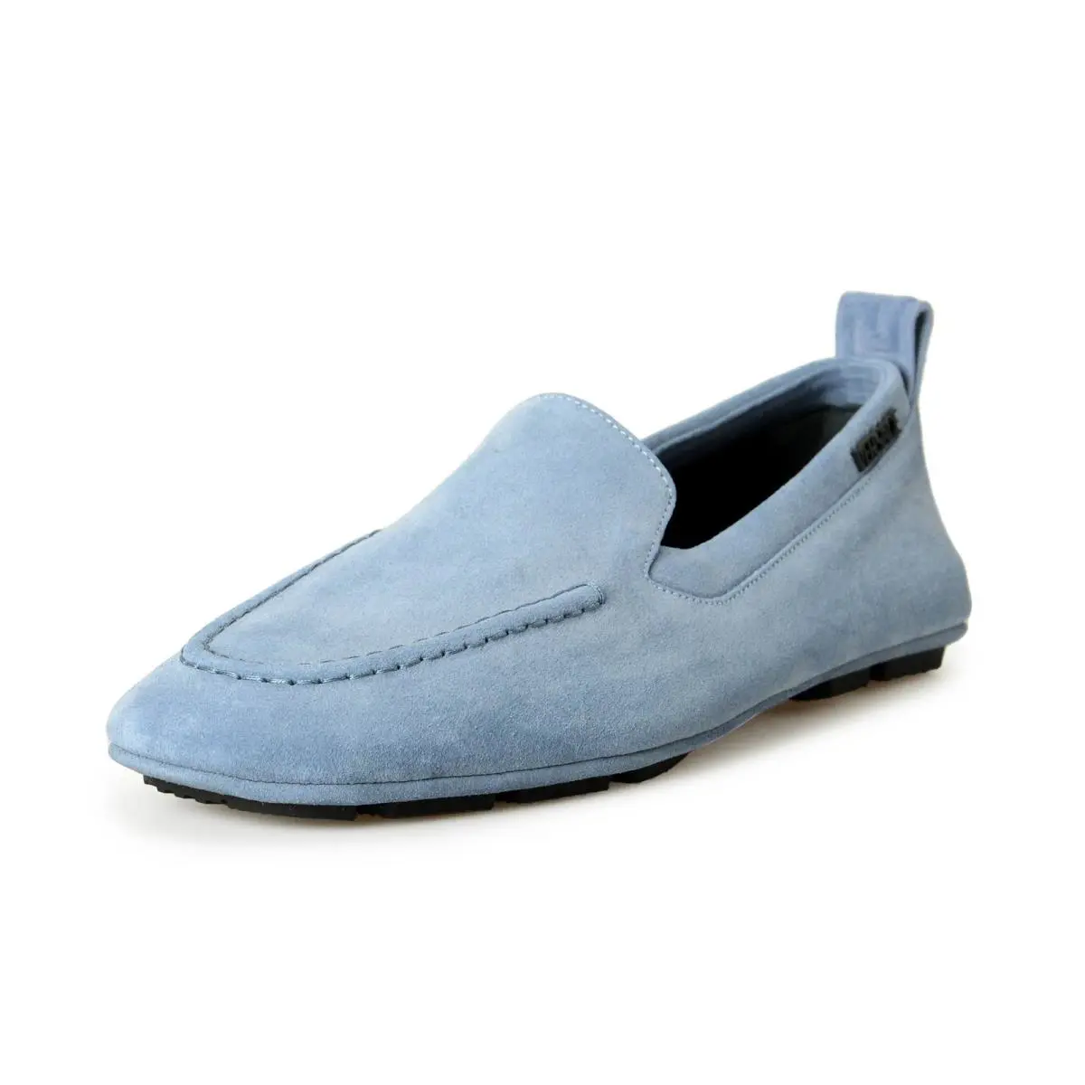Men`s Blue Logo Suede Leather Driver Moccasins Loafers Shoes US 8 IT 41 by Versace