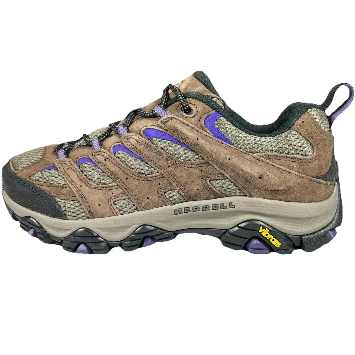 Merrell Women’s Moab 3 Hiking Shoes Size 9 Brown Purple Suede Mesh Vibram Soles