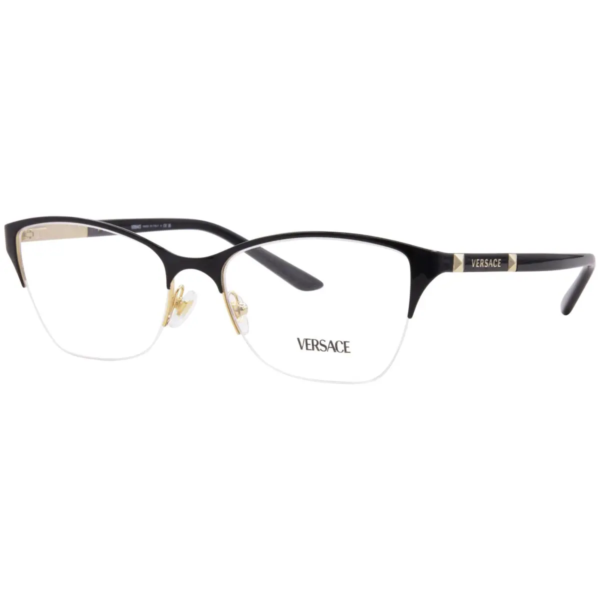 VE1218 1342 Eyeglasses Women`s Black/gold Semi Rim Cat Eye 53mm by Versace