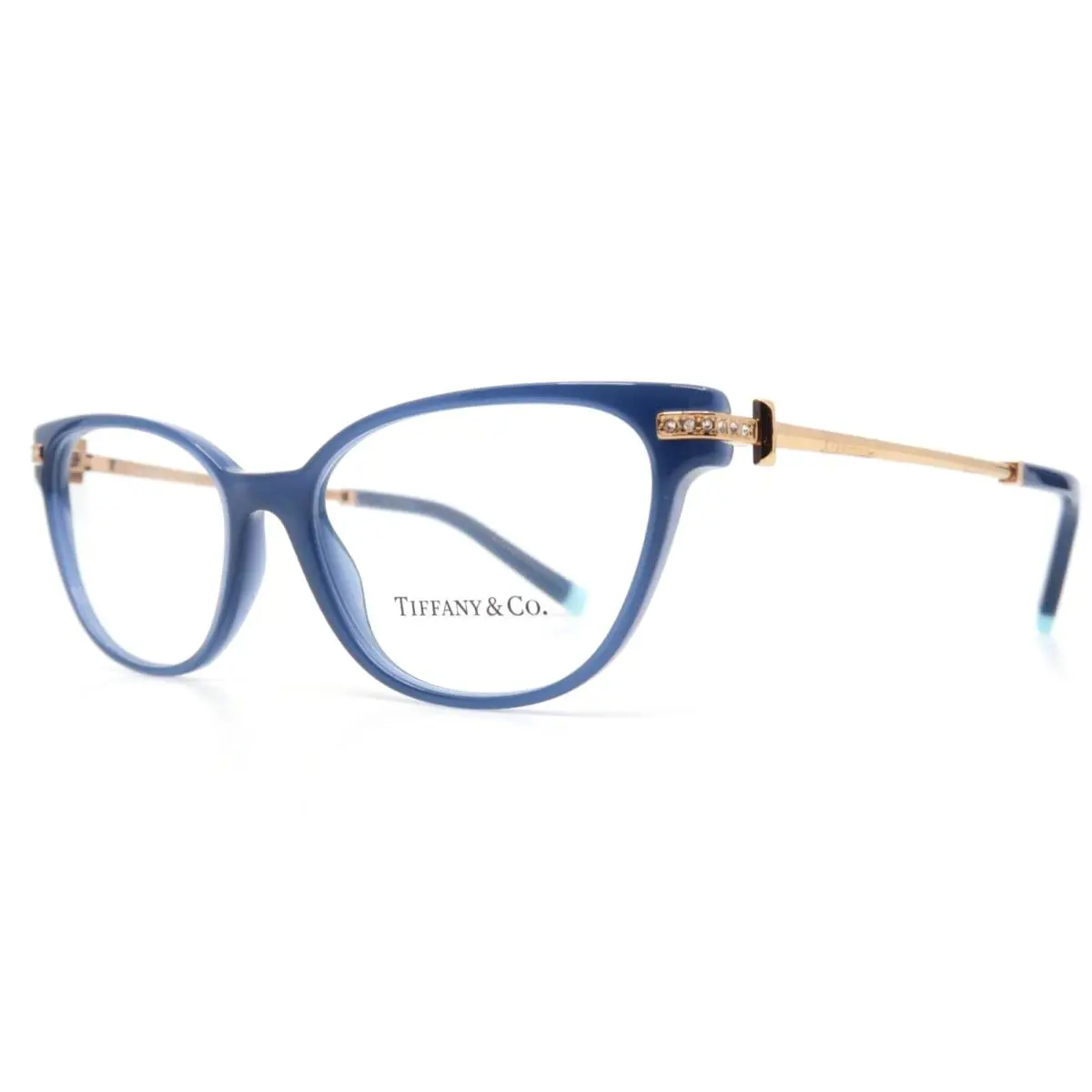 Tiffany Co. Eyeglasses TF 2223-B 8315 52-16 Blue Gold Frames w/ Crystals