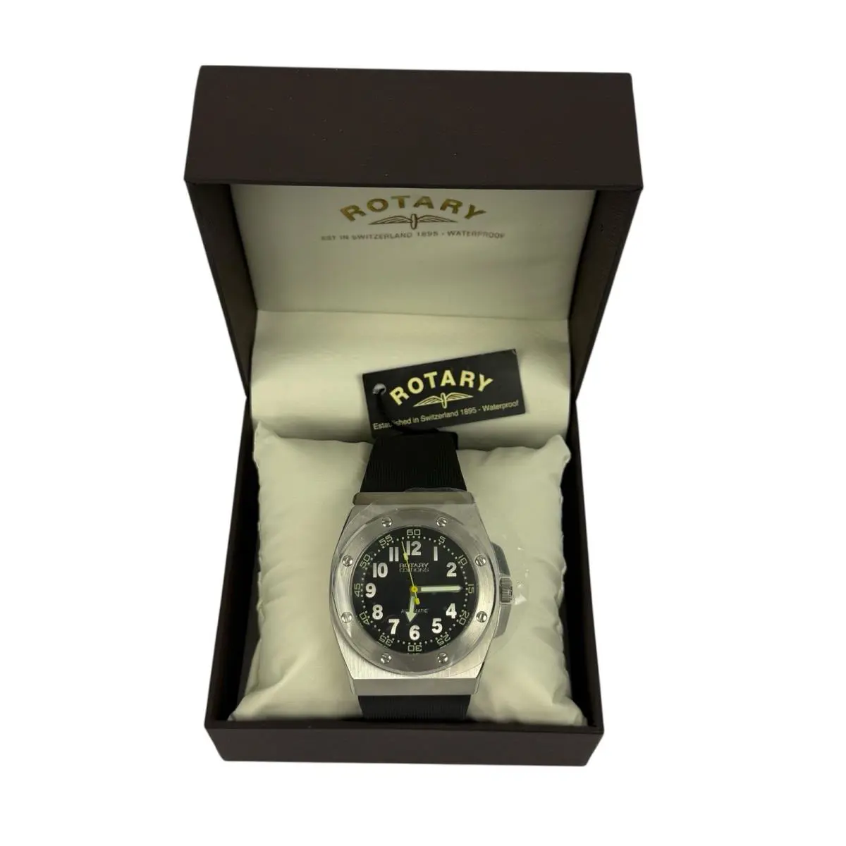 Men’s  Editions Series 600 Automatic Black Dial Black Rubber 604C Watch by Rotary