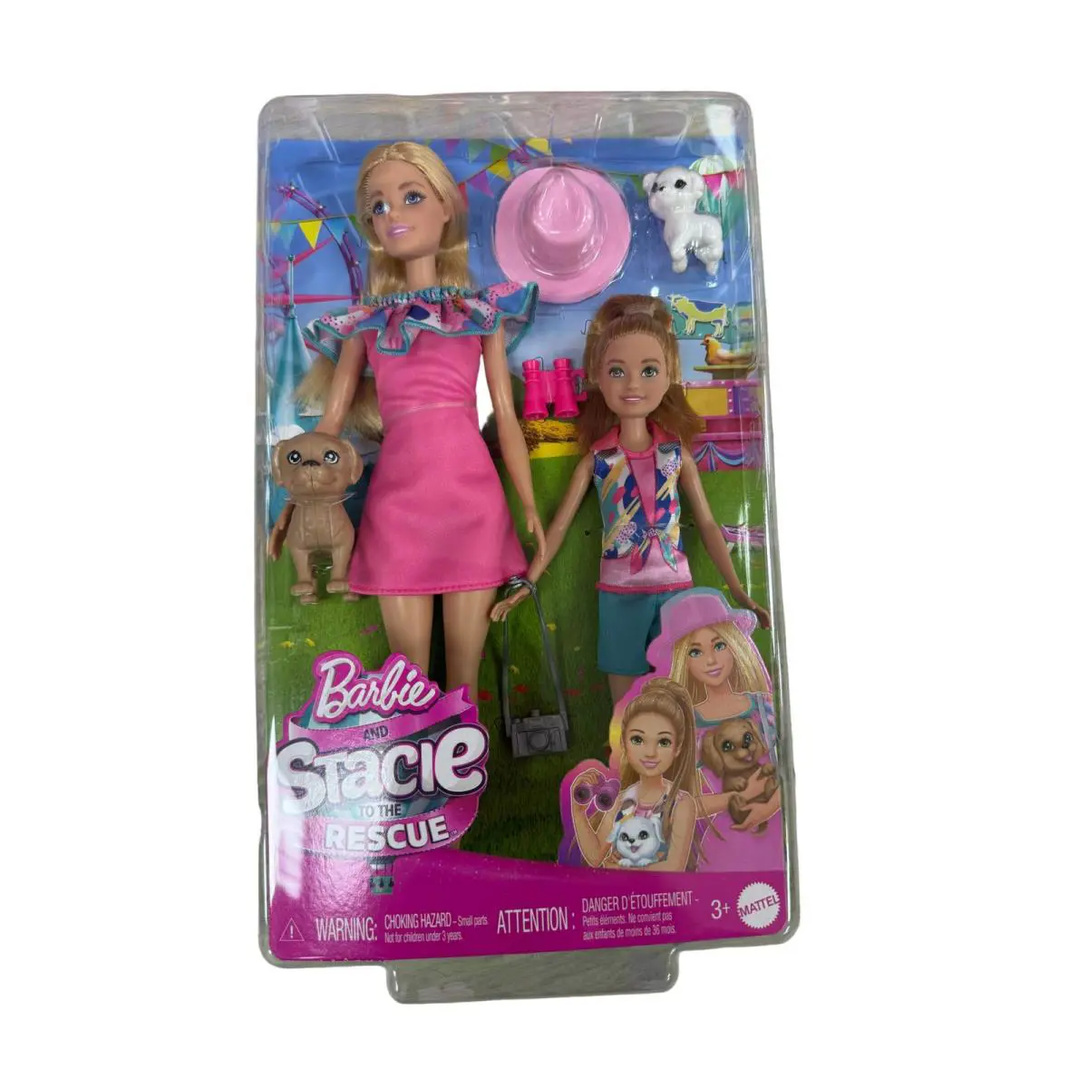 Mattel Barbie Stacie Doll Set with 2 Pet Dogs Accessories HRM09
