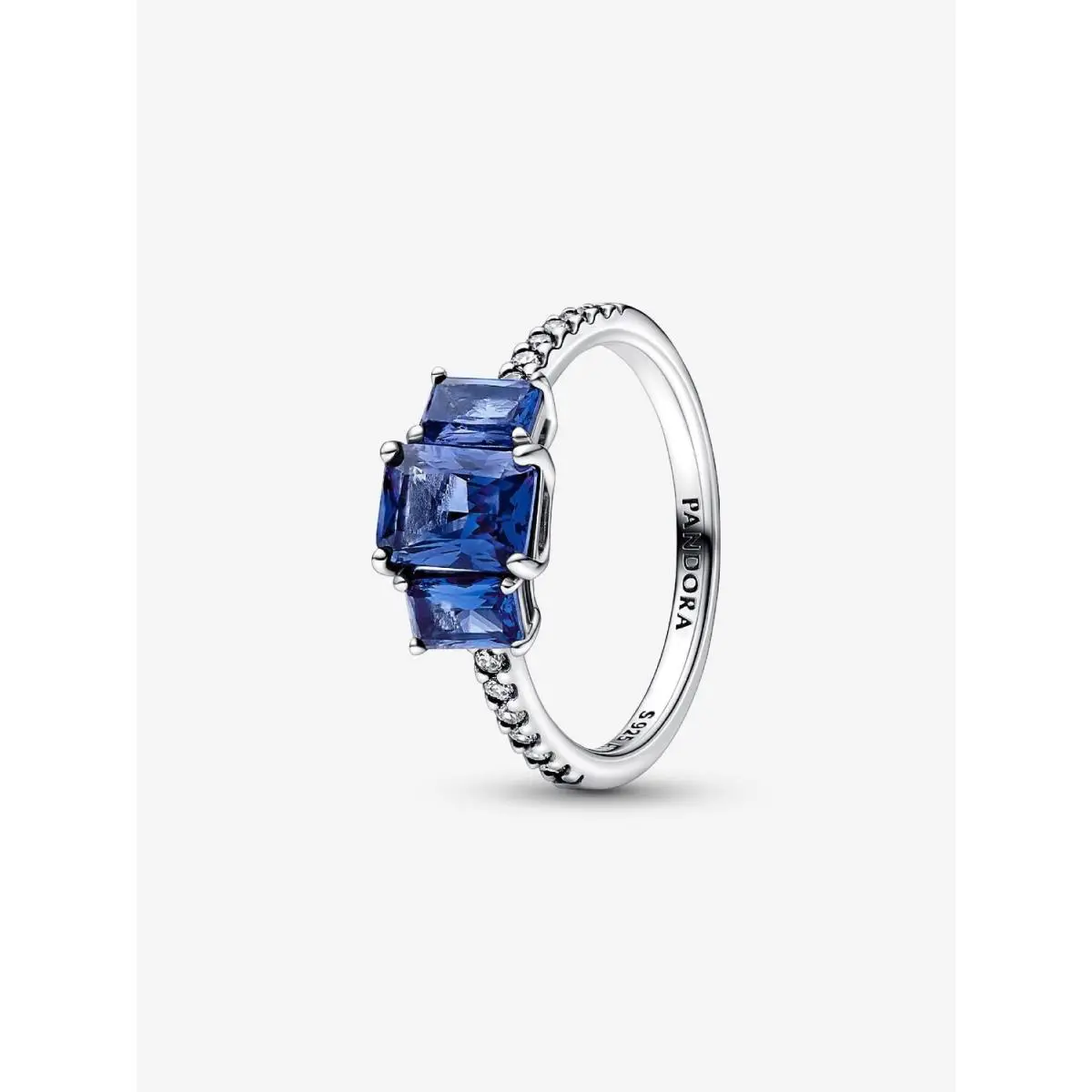 Pandora Blue Rectangular Three Stone Sparkling Ring-192389C01