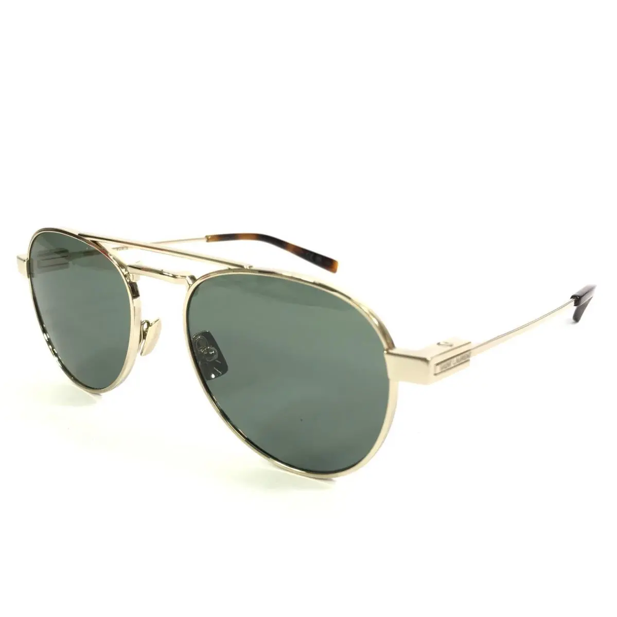 Saint Laurent Sunglasses SL708 003 Polished Gold Aviator Frames w/ Green Lenses by Yves Saint Laurent
