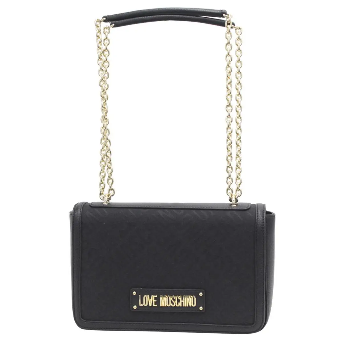 Love Moschino Women`s Logo Print Shoulder Handbag - Black
