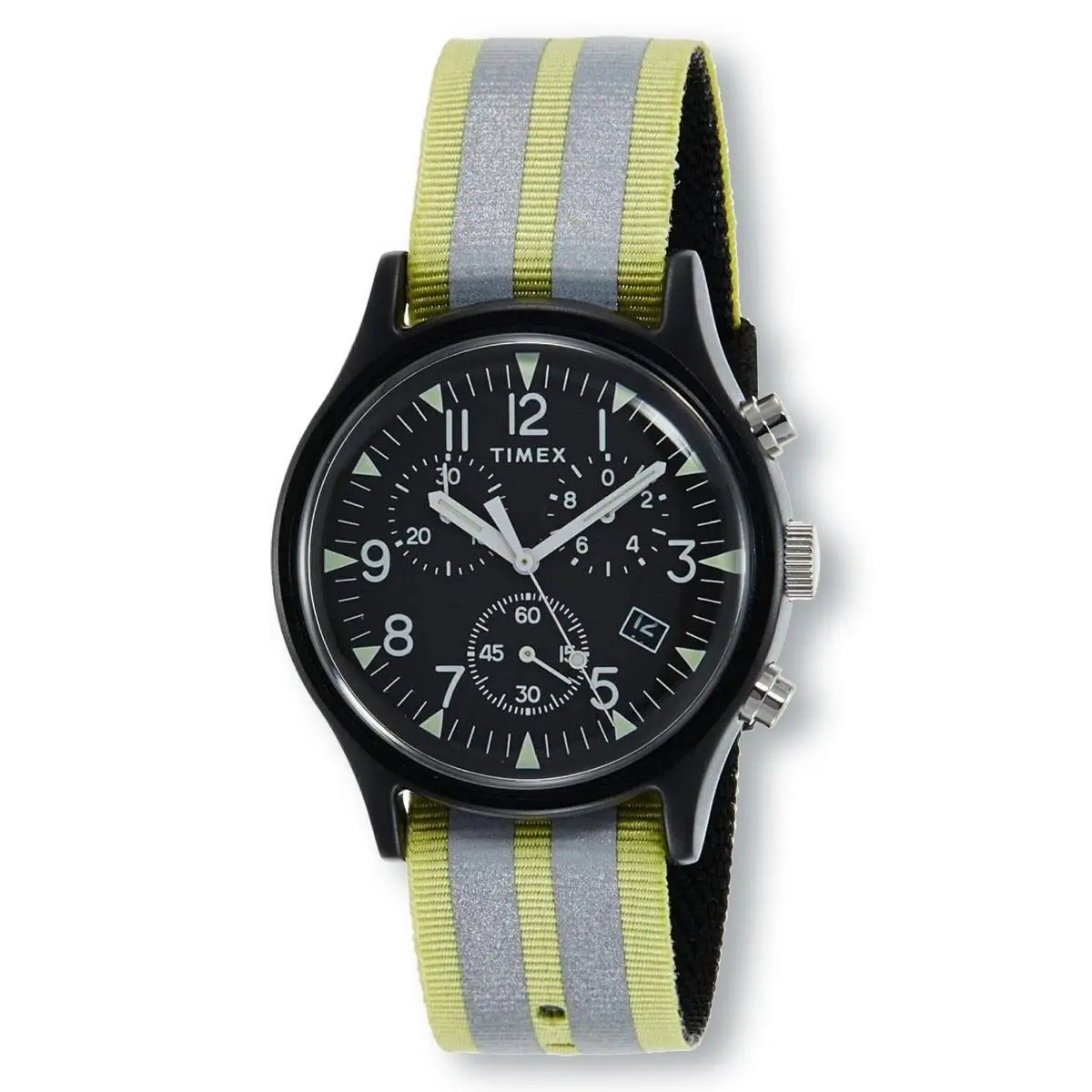 Timex TW2R81400 MK1 Chrono Black Dial Green and Grey Strap Watch