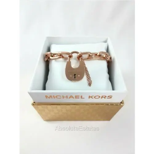 Michael Kors Cityscapes Padlock Rose Gold Chain Bracelet MKJ4629791