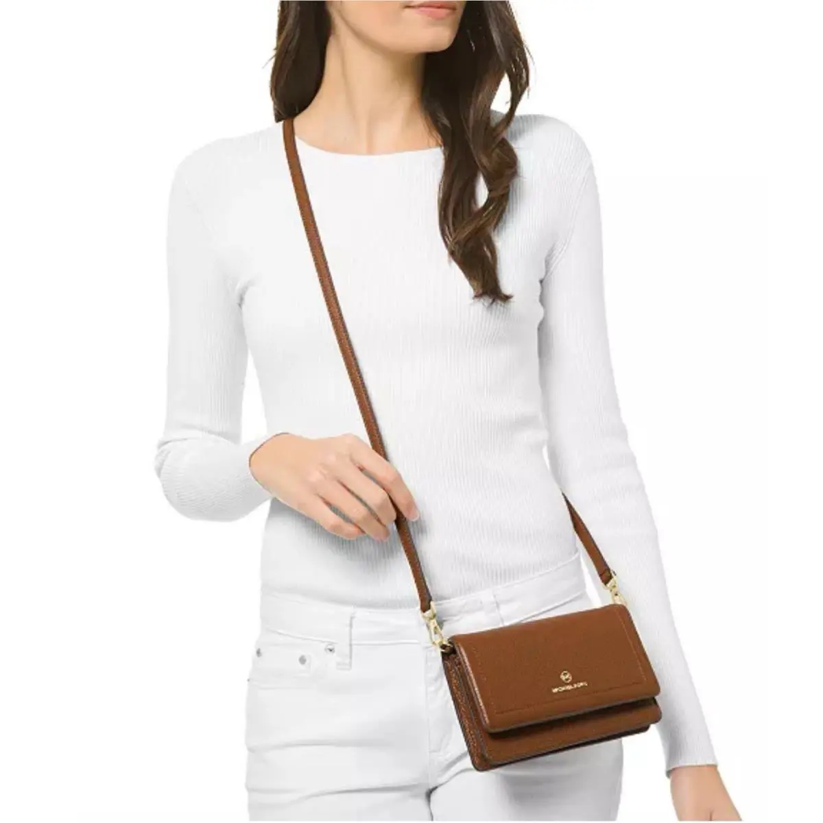Michael Kors Jet Set Charm Small Phone Crossbody Signature Brown