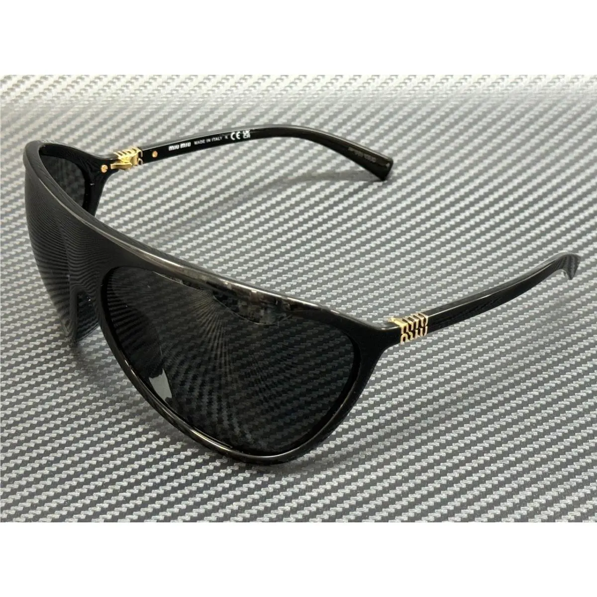 Miu Miu MU A01S 1AB5S0 Black Grey Women`s 75 mm Sunglasses