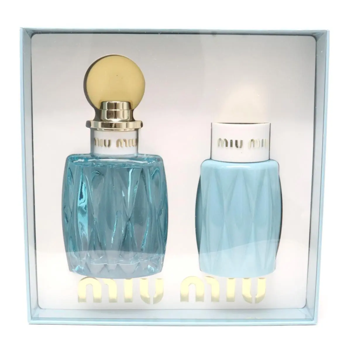 Miu Miu L`eau Bleue 2pc Gift Set For Women100ml Edp + 100ml Body Lotion