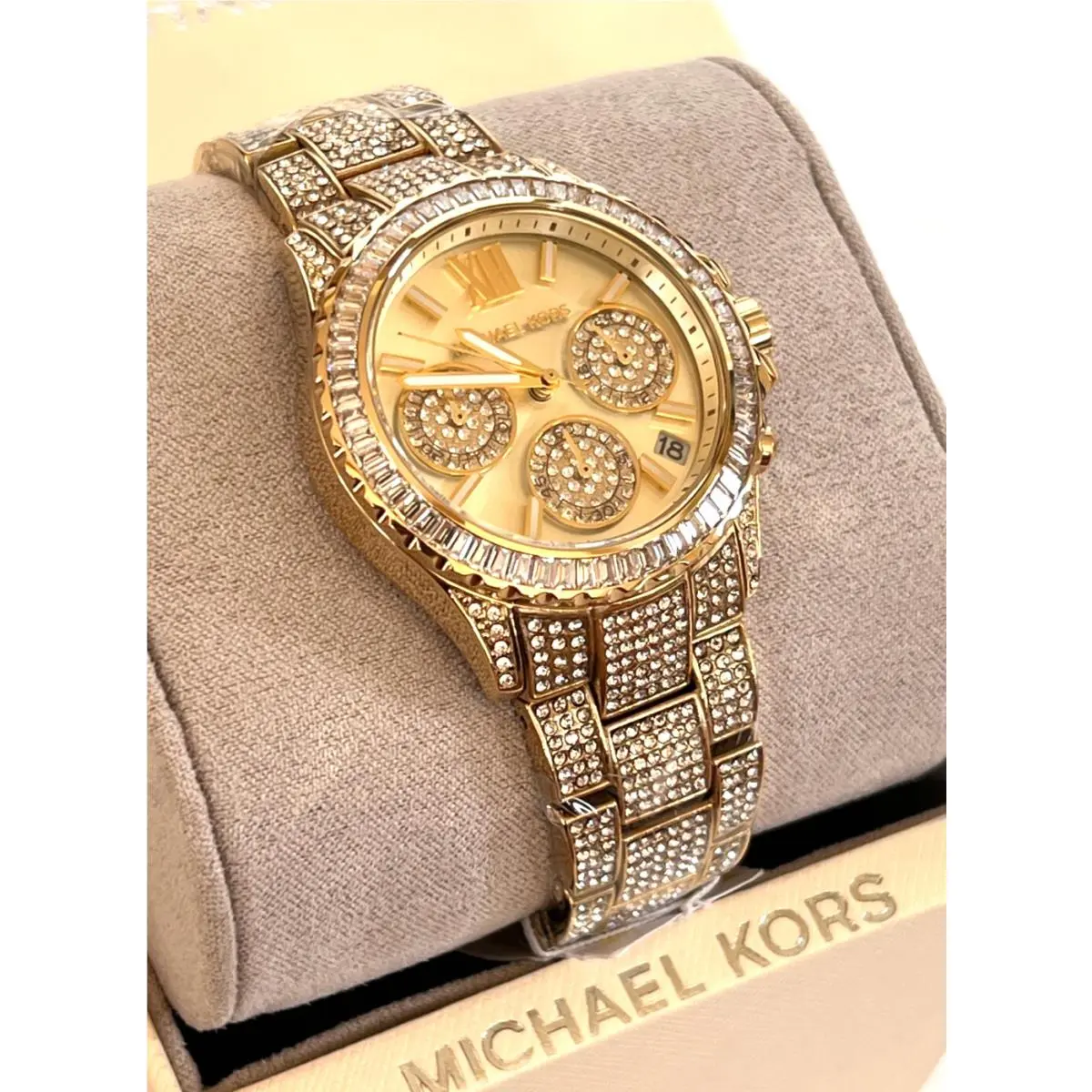 Michael Kors MK7254 Everest Pave Chronograph Gold-tone Ladies Watch Nwt/box