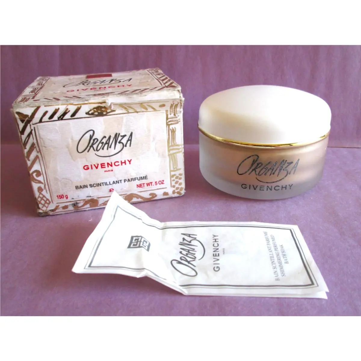 Vintage Organza Givenchy Shimmering Perfumed Bath Soak 5 oz 150g Very Worn Box