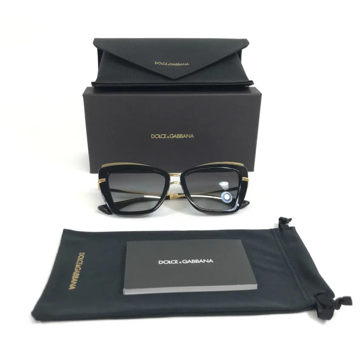 Dolce Gabbana Sunglasses DG4472 501/8G Black Gold Frames with Grey Gradient