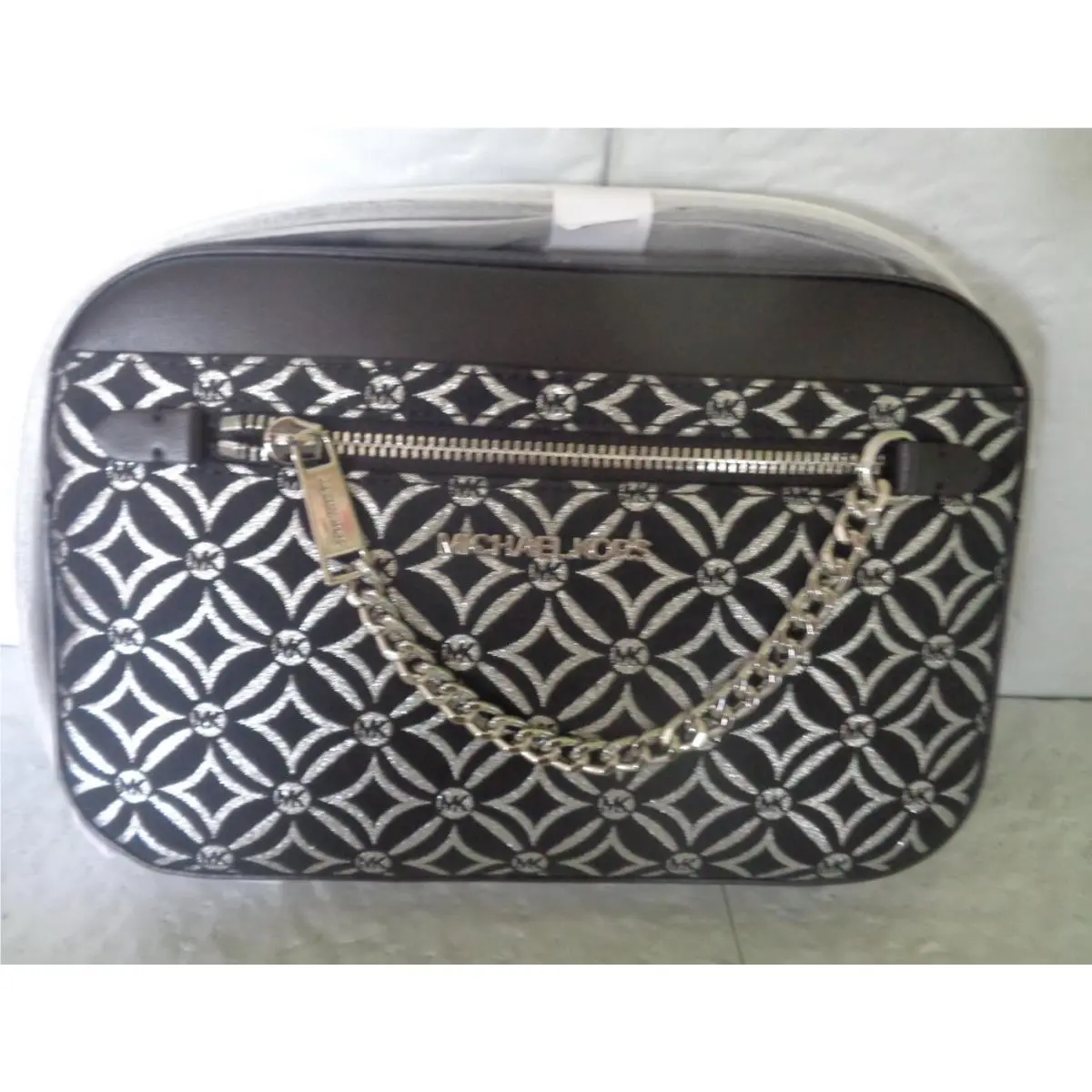 Michael Kors - Jet Set - Silver / Black - Chain Logo Crossbody