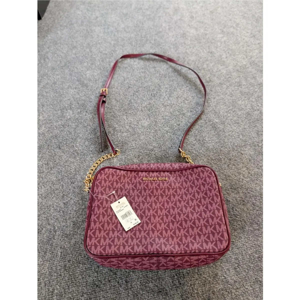 Jet Set Crossbody Bag Monogram Leather Burgundy Dk Derby by Michael Kors
