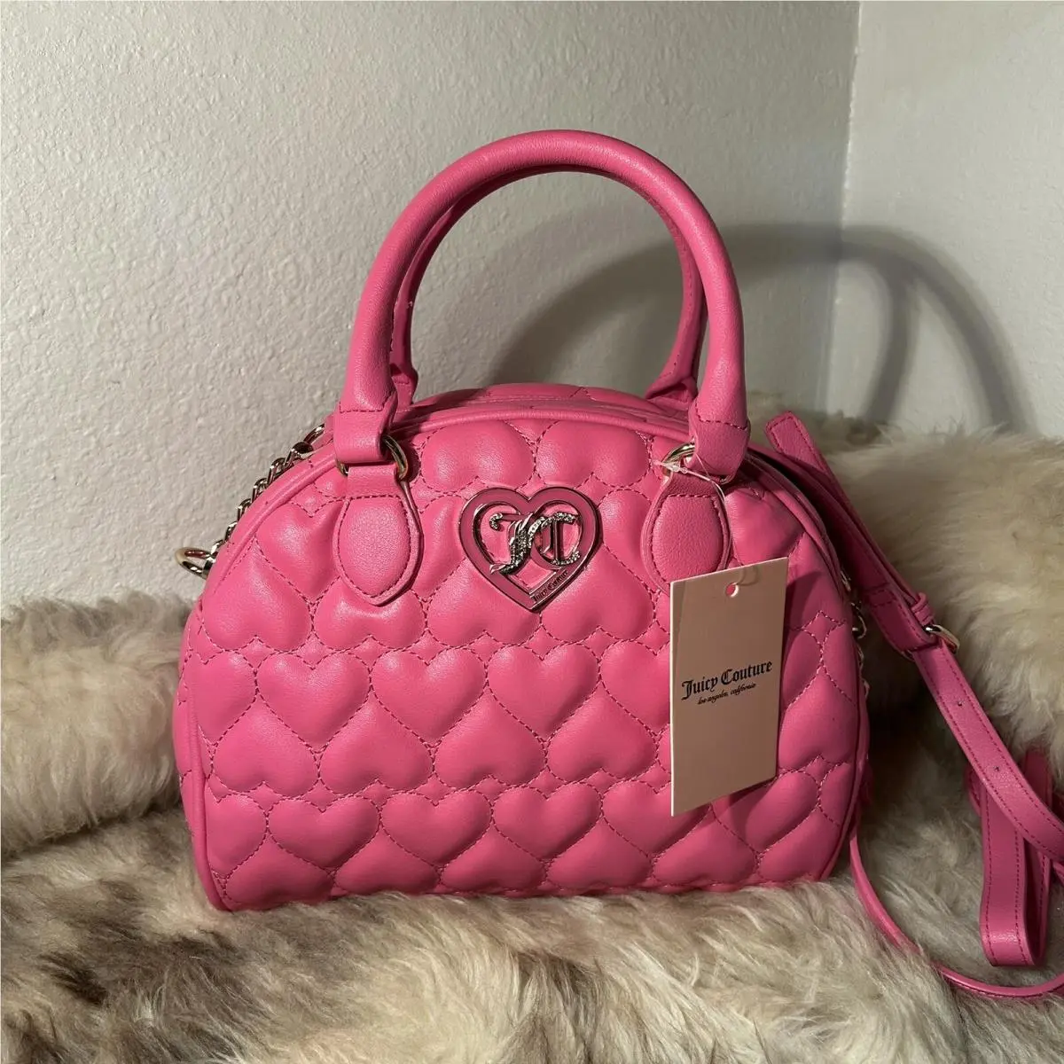 Flawless Dome Satchel - Juicy Pink - Quilted Hearts by Juicy Couture