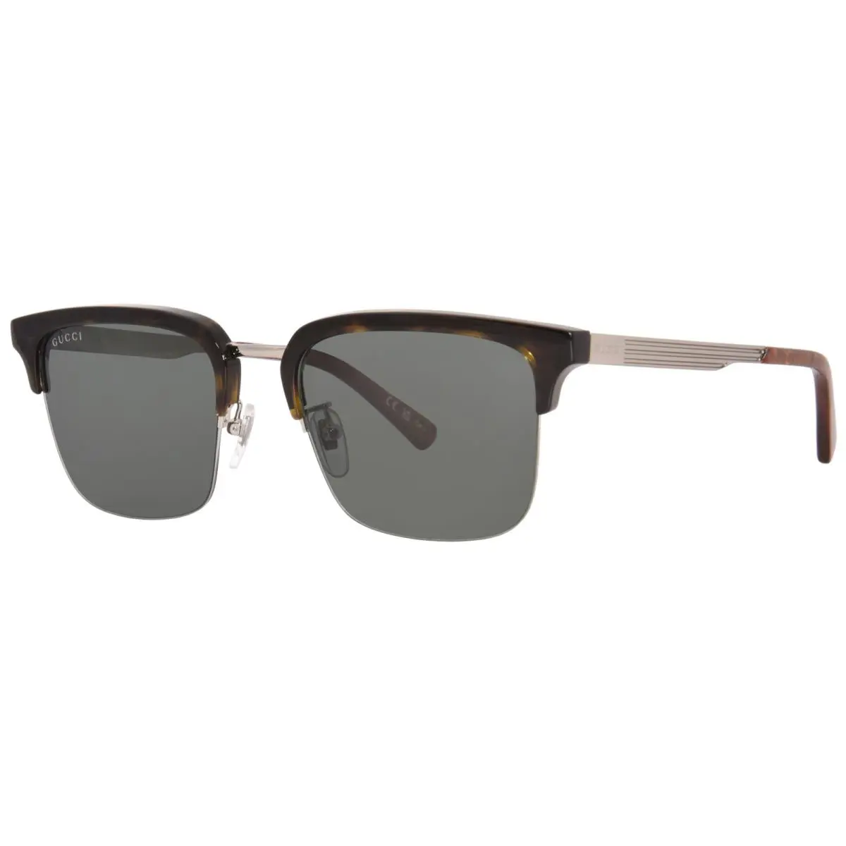 Gucci GG1226S 003 Sunglasses Men`s Havana/silver Green Square Shape 53mm