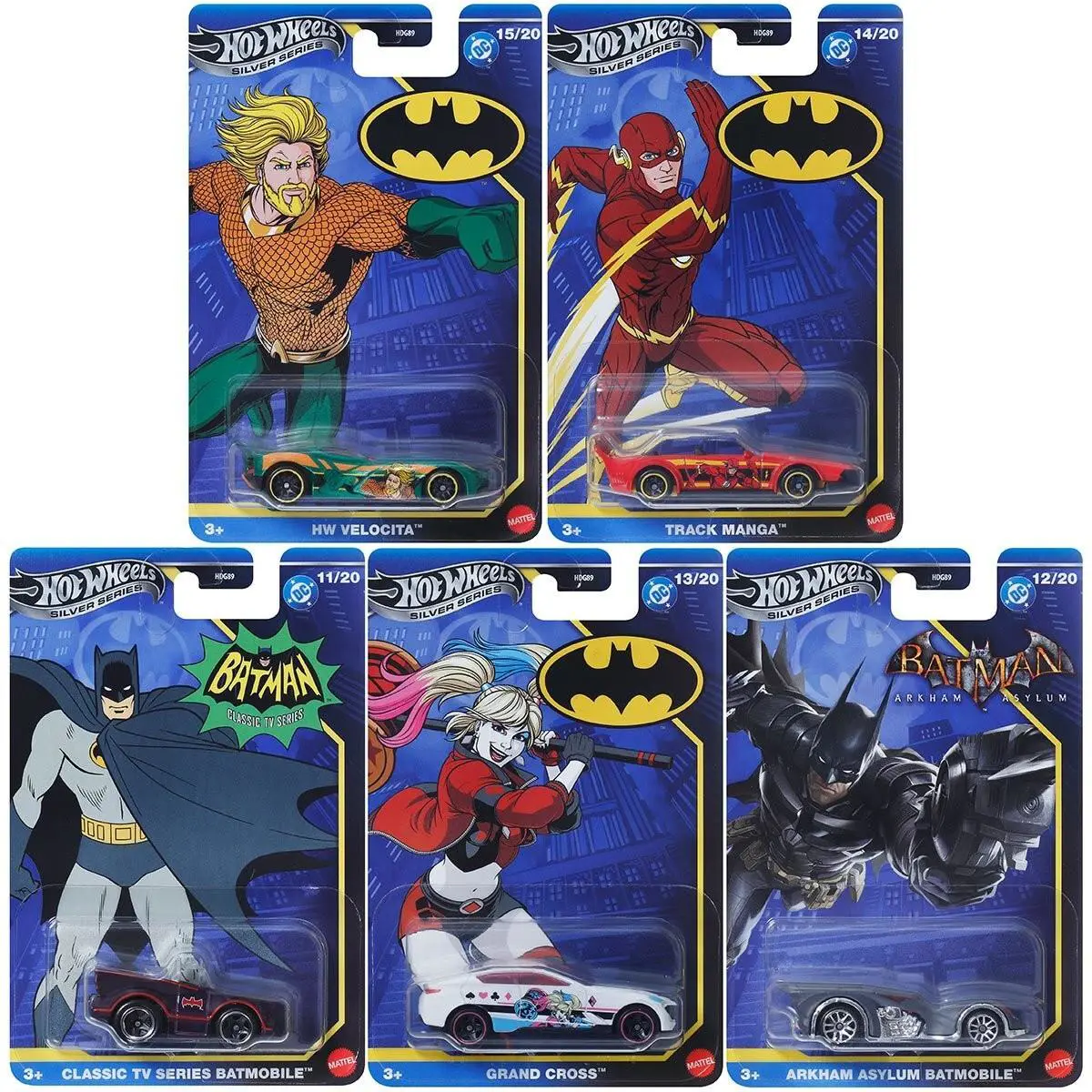 5-Pack Hot Wheels Silver Series Batman Diecast Cars 2025 Mix 3 1:64 Scale