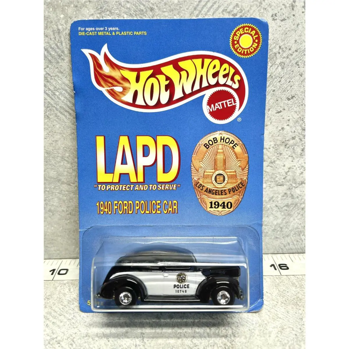 Bob Hope Lapd Hot Wheels 1940 Ford Police Car Special Edition 50415 Rare Find