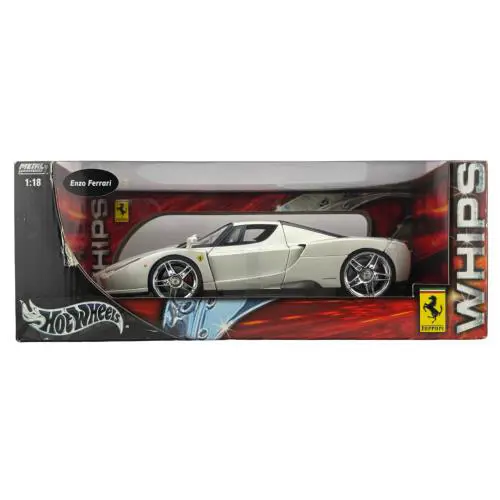Ferrari Enzo Pearl White Hot Wheels Sports Hypercar 1/18 Scale Diecast Model