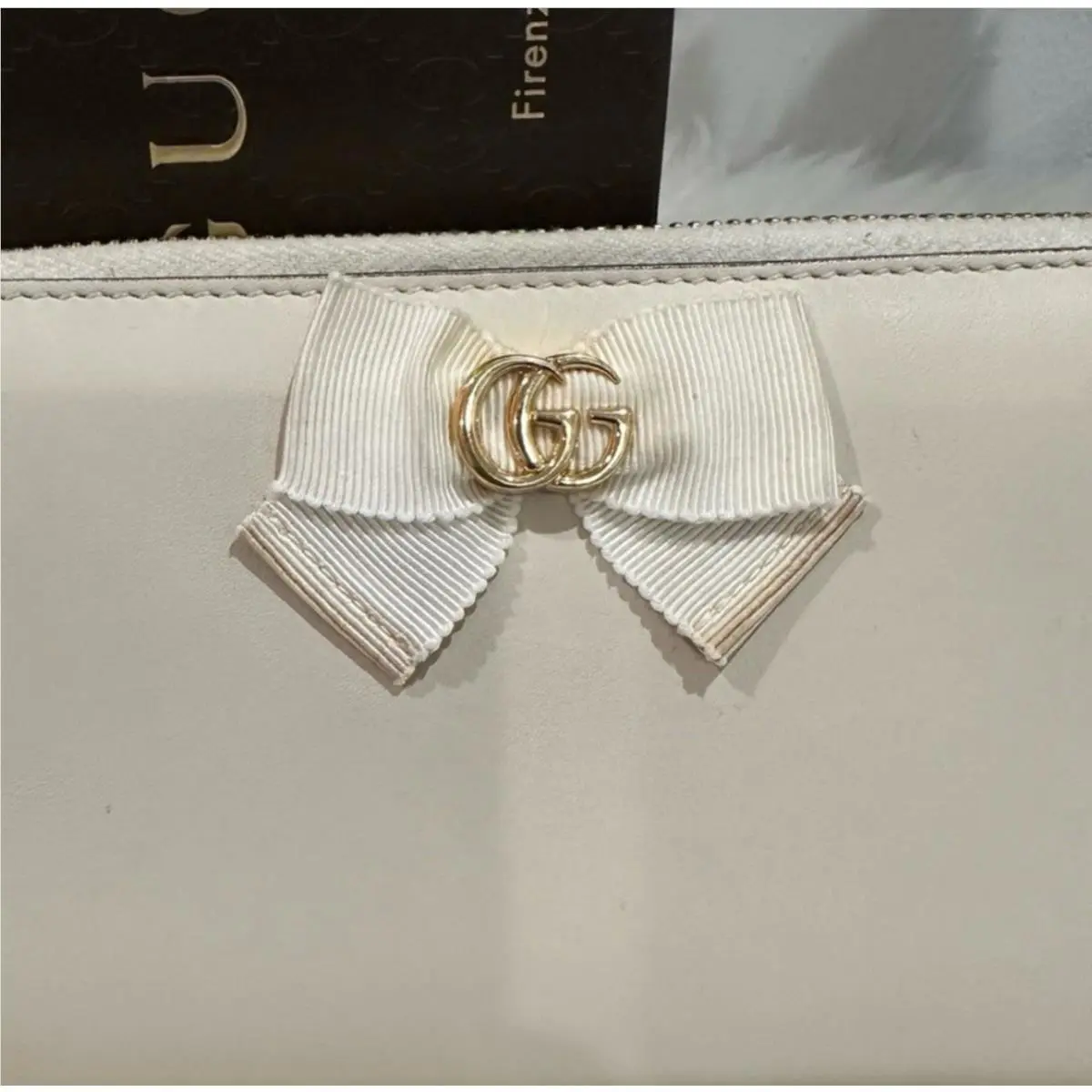 Gucci Lambskin Long Wallet with Bowtie Beautiful Gray Color Orig Packaging