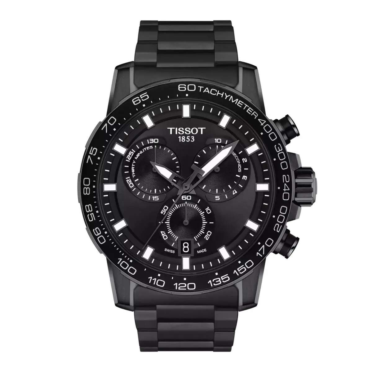 Tissot Supersport Chronograph Watch Black Pvd Case and Band T125.617.33.051.00 - Dial: Black, Band: Black, Bezel: Black
