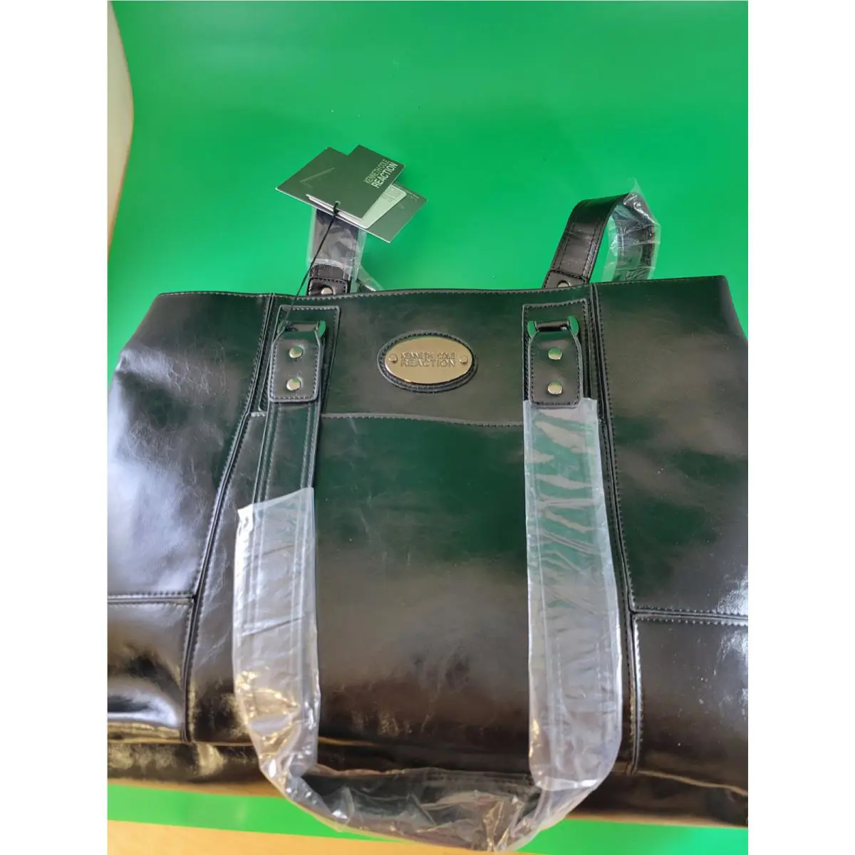 Kenneth Cole Reaction Messenger Briefcase Black Leather Laptop Bag