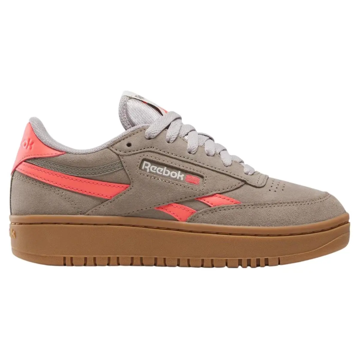 Women Reebok Club C Double Revenge Shoes Size 9.5 Grey Coral Gum 100221155 - Gray