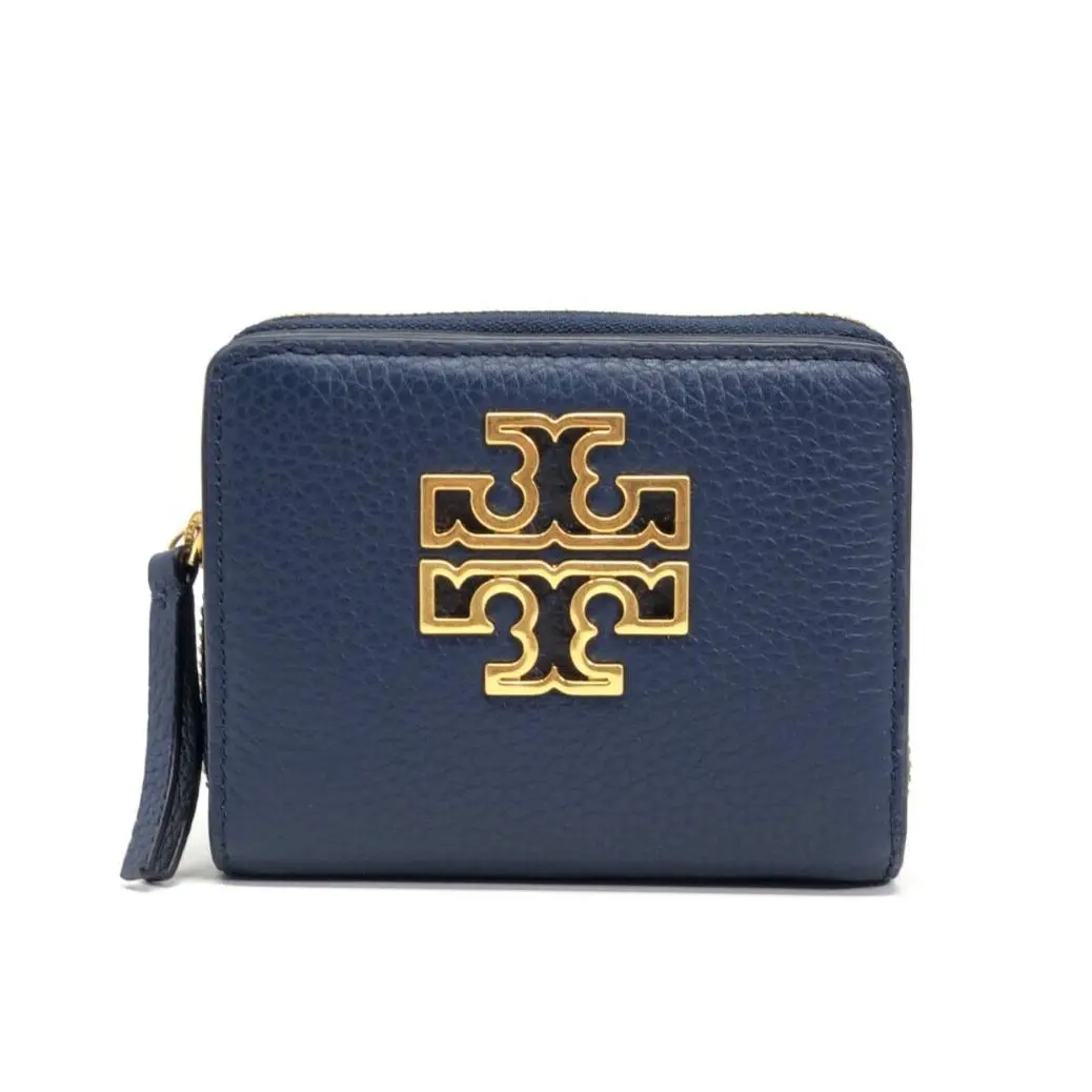 Woman`s Eve Thea Britten Carter Emerson Perry Leather Bifold Wallet Britten - Pebbled - Royal Navy - 67307 by Tory Burch