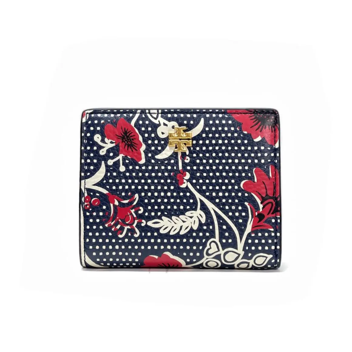 Women`s Emerson Blake Small Bifold Wallet Floral Print - Pebbled Leather - 139362 by Tory Burch