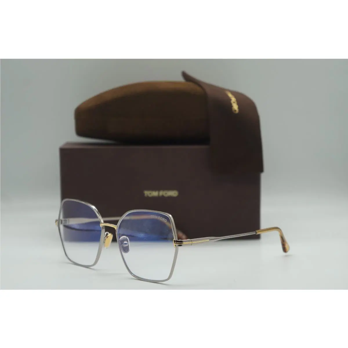 Tom Ford TF 5876-B 014 Shiny Ruthenium Eyeglasses Frame 56-16