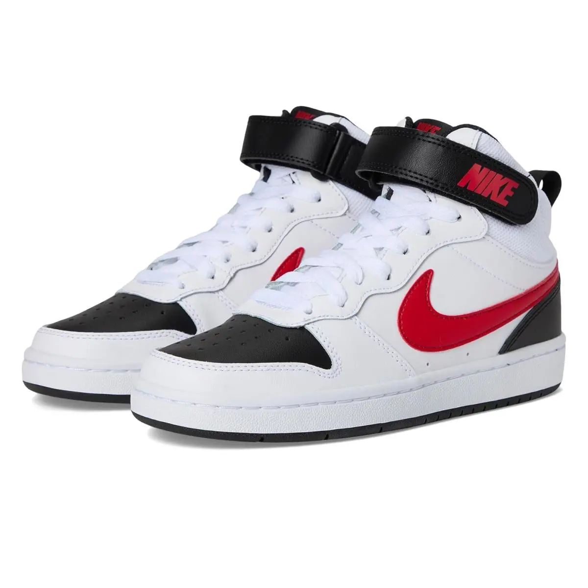 Nike Unisex Kids Shoes GS Court Borough Mid 2 CD7782 110 - White/University Red- Black
