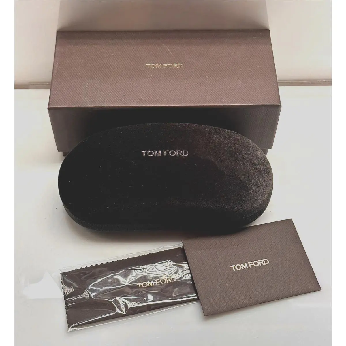 Tom Ford Large Black Sunglasses Case Only Box Cloth Cards