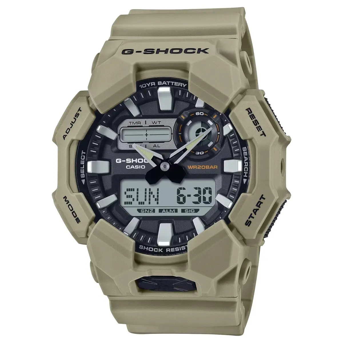 Casio G-shock Ana Digi World Time Watch GA-010-5A - Dial: Black, Band: Beige