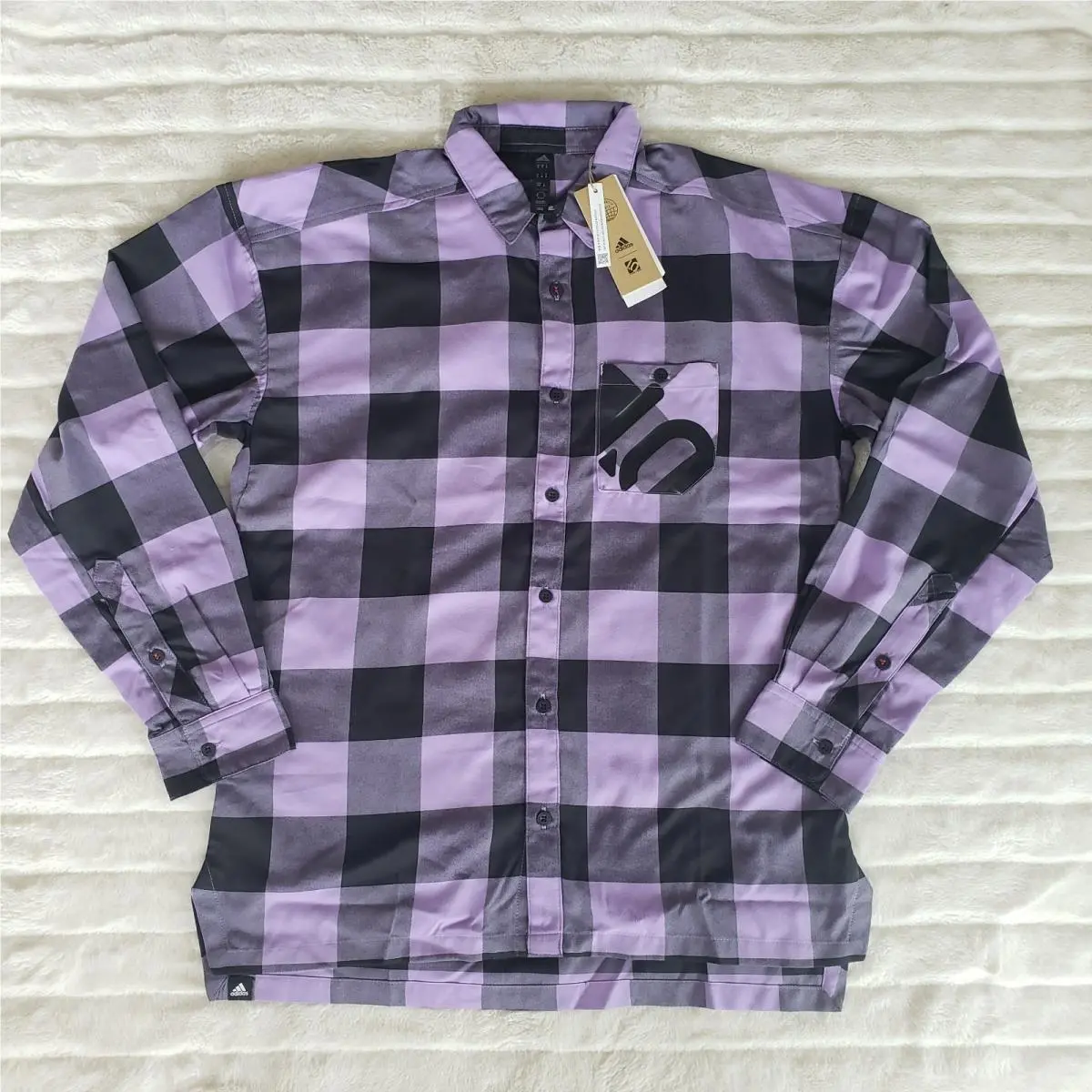 Adidas 5.10 Brand of The Brave Flannel Shirt Violet Fusion/black Size Medium