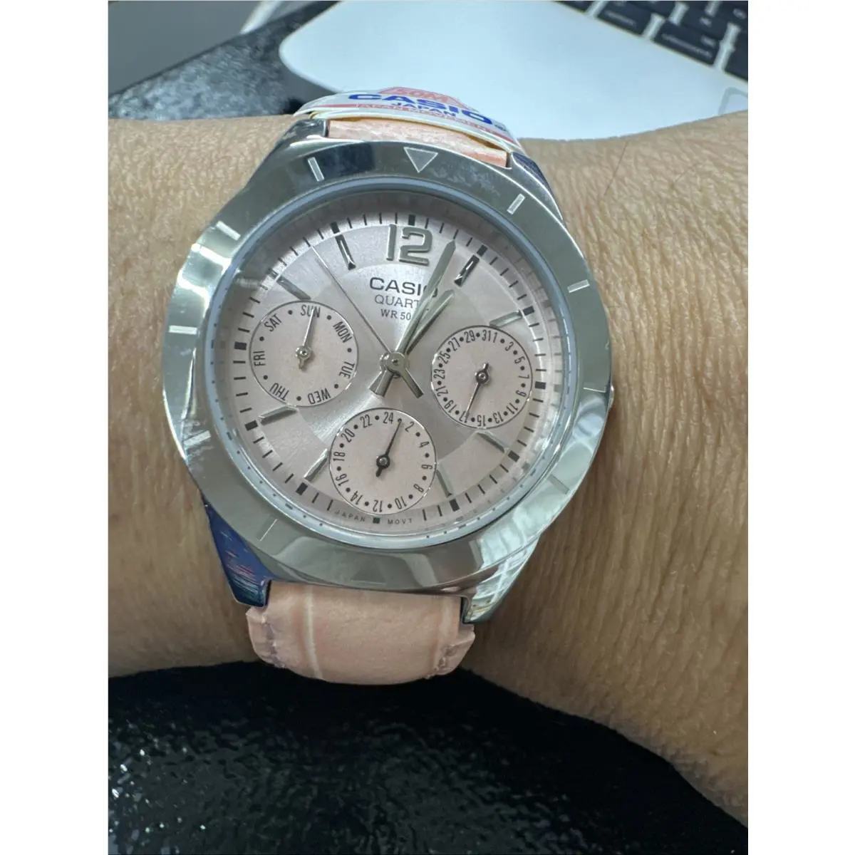 Casio Ladies LTP-2069L-4 A Pink Leather Band Watch