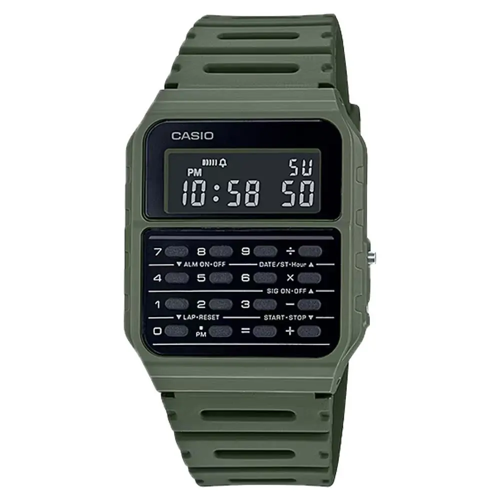 Casio Men`s Vintage Calculator Watch with Green Band - CA-53WF-3BCF - Green